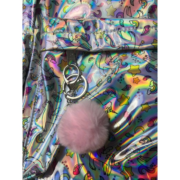 Ombu Girl's Unicorn Rainbow Stars Backpack Iridescent Fabric - Picture 3 of 8